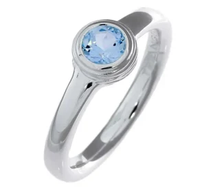 Triangel Ring Silber Crease Blossom blauer Topas 5 mm fac