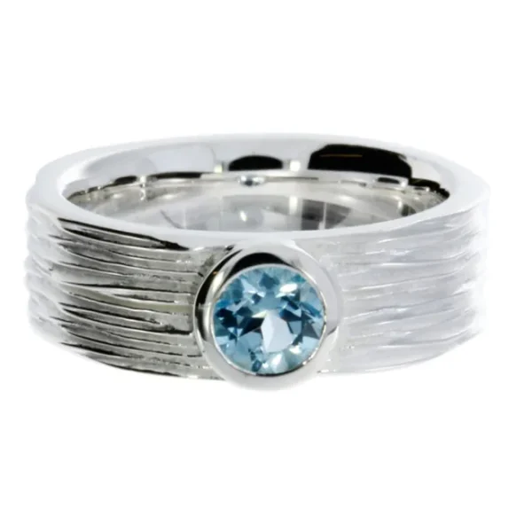 Triangel Ring Silber Crease hell blauer Topas 5 mm