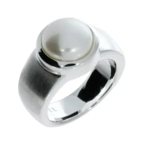 Triangel Ring Silber matt Perle 10 mm