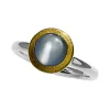 Triangel Ring Silber mit Feingold Mondstein 8 mm rund cab