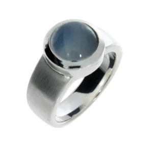 Triangel Ring Silber Mondstein rund 10 mm