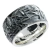 Triangel Ring Silber oxydiert Leaves 12 mmm