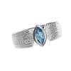 Triangel Ring Silber Strandcores blauer Topas 8 x 4 mm nav