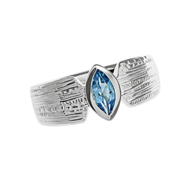 Triangel Ring Silber Strandcores blauer Topas 8 x 4 mm nav