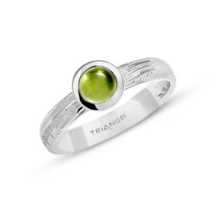 Triangel Ring Silber Strandcores Peridot 5 mm rund cab