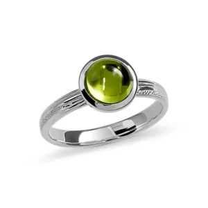 Triangel Ring Silber Strandcores Peridot 7 mm rund cab