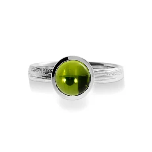 Triangel Ring Silber Strandcores Peridot 7 mm rund cab