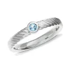 Triangel Ring Silber Waves Topas swiss blue 3 mm rund fac