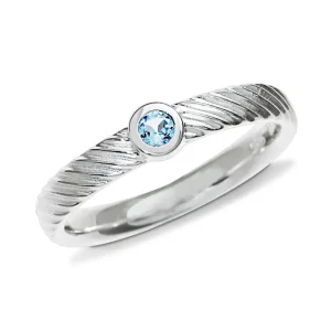 Triangel Ring Silber Waves Topas swiss blue 3 mm rund fac