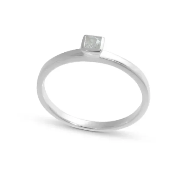 Triangel Ring Silber weißer Topas 3,5 x 3.5 mm fac