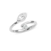 Triangel Ring Silber weißerTopas 8x4 nav / 3mm rund fac