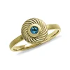 Triangel Ring Wave 585 Gelbgold blauer Topas 3 mm fac