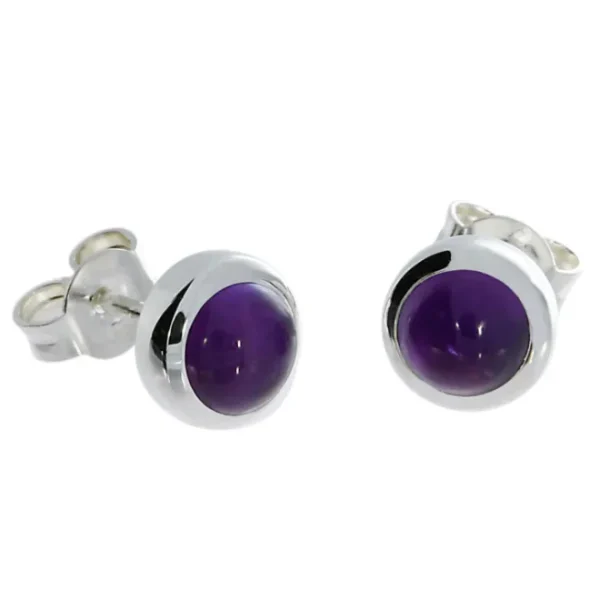 Triangel Stecker Silber Amethyst 6mm rund cab